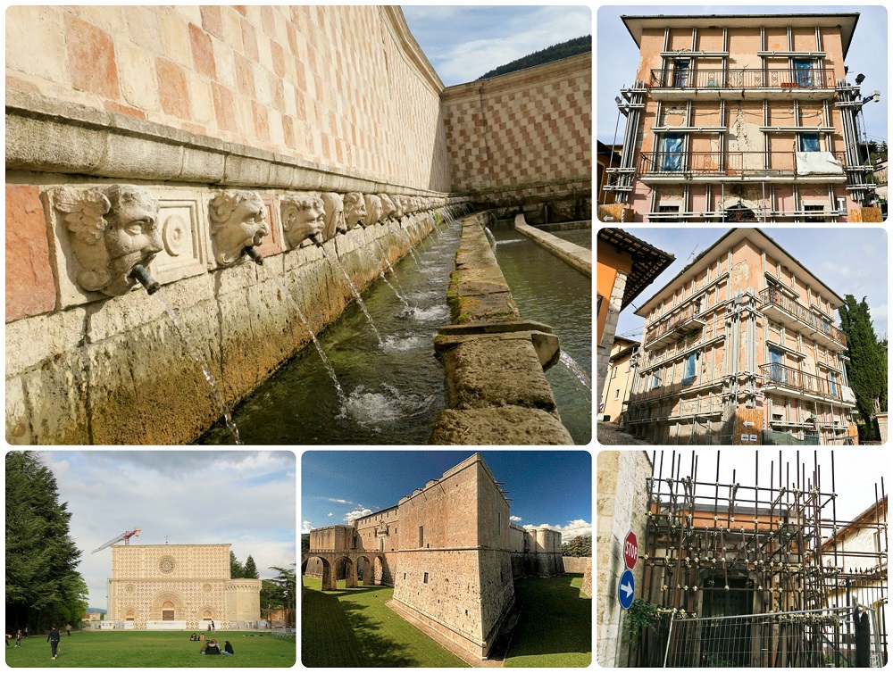 mesto l aquila italie informace fontana historie hrad bazilika san bernardino zemetreseni
